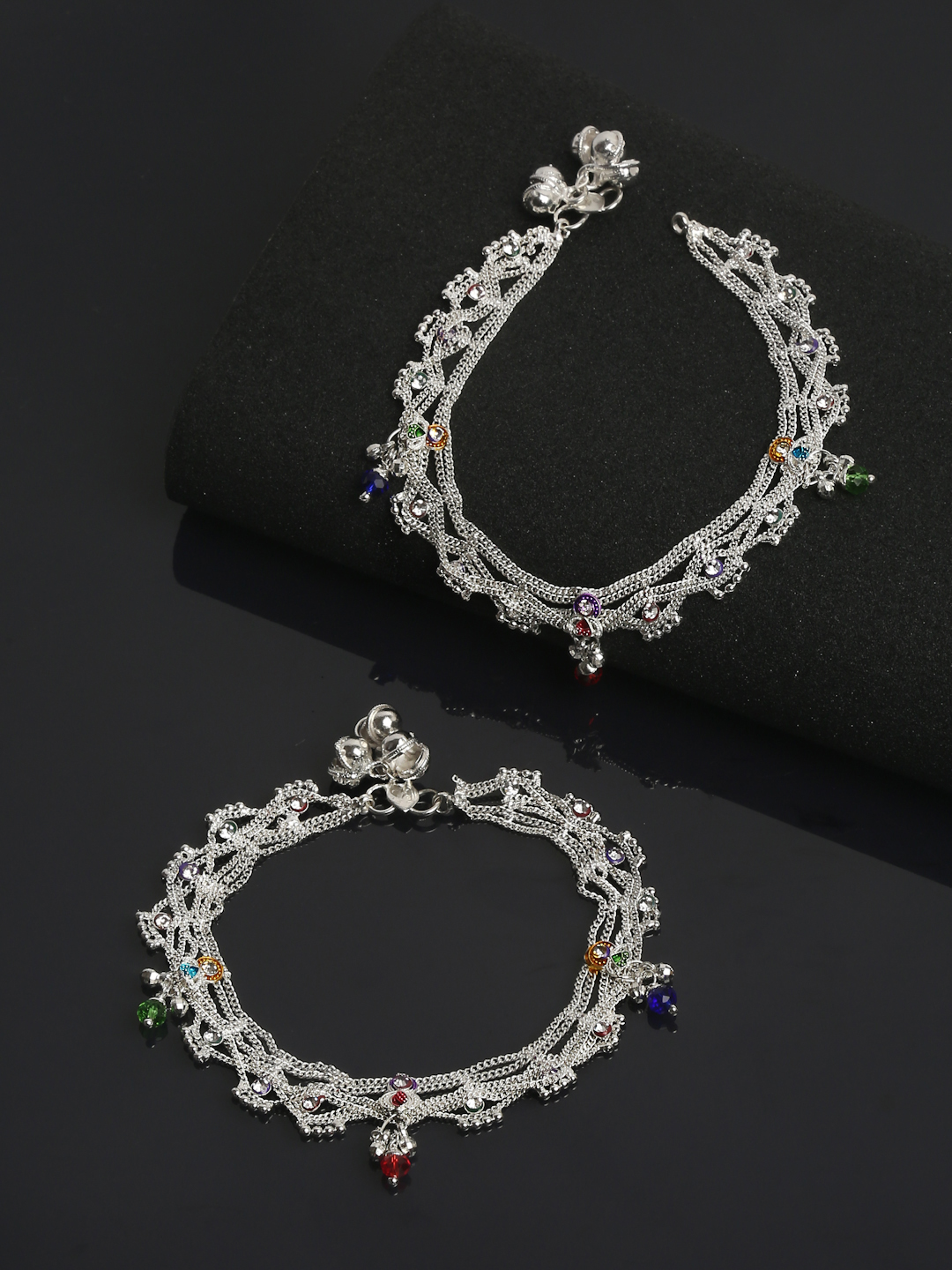 YouBella Jewellery Silver Plated Stylish Handmade Anklets for Girls and Women